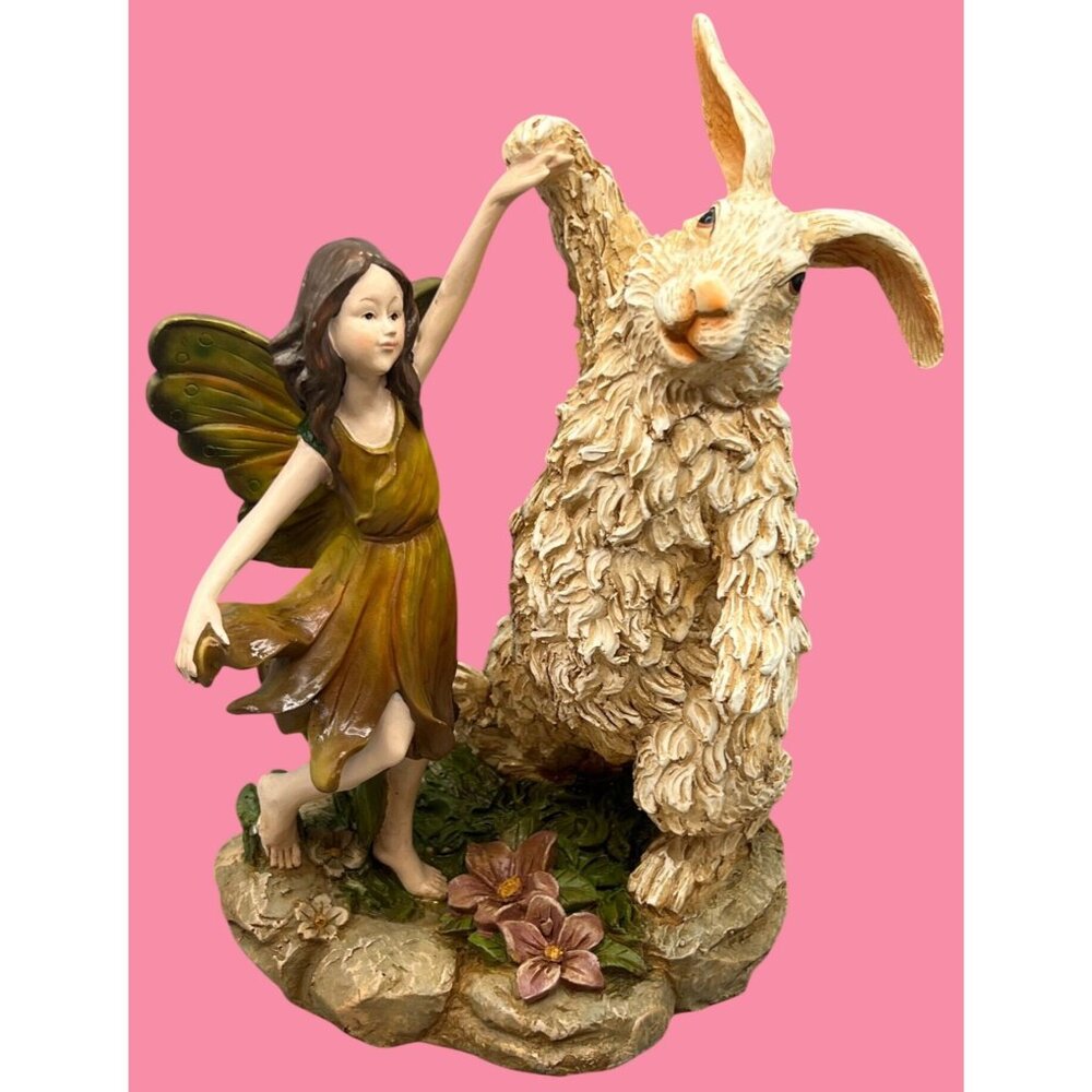 Cracker Barrel Woodland Fairy Bunny White Rabbit Statue 12" Fantasy Garden Figur